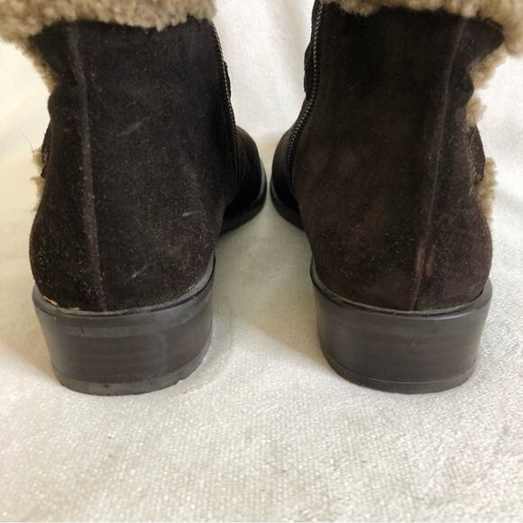 Stuart Weitzman dark brown suede fur trim buckle tall boots size 7.5 M - Picture 9 of 16